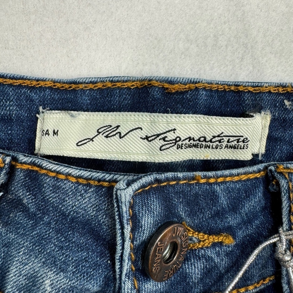 JW Signature Jean Shorts Womens Size Medium Dark Wash High Rise Frayed Hem NWT - Picture 3 of 10
